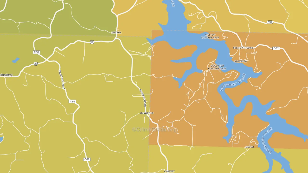 Piedmont, OH Map of Vandalism Rates