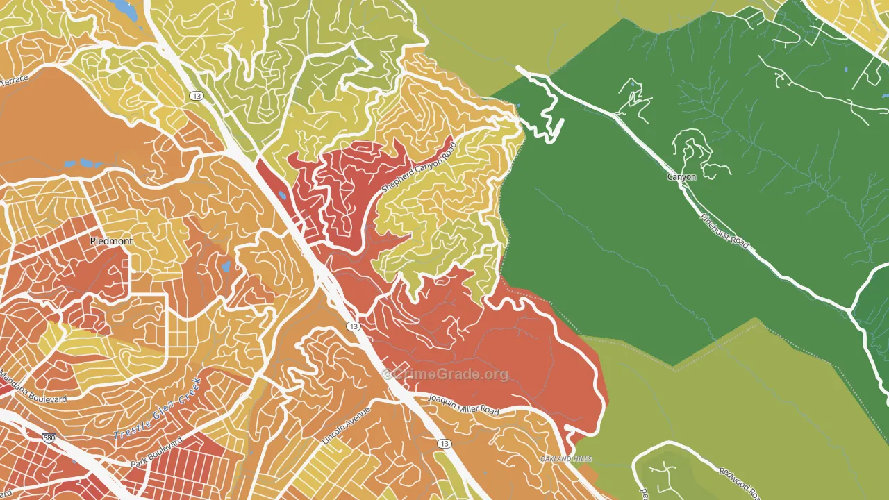 Piedmont Pines, Oakland, CA Map of Vandalism Rates