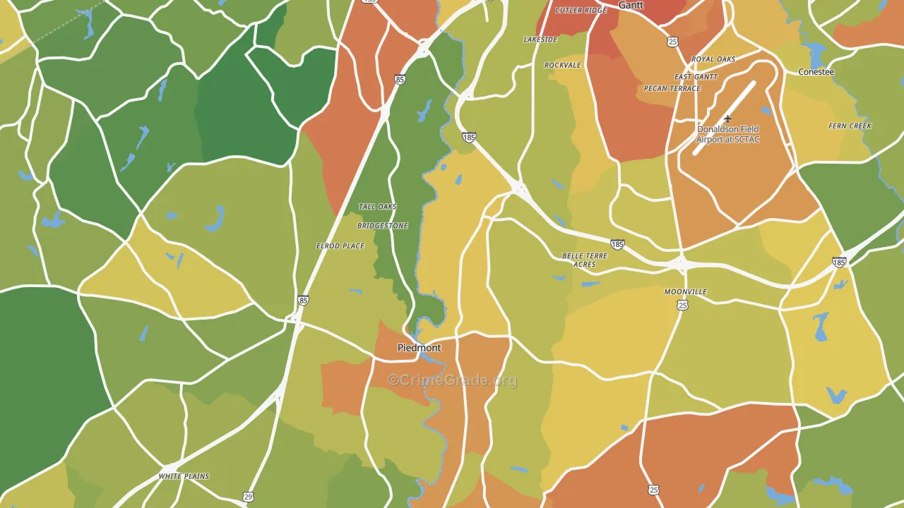 Piedmont, SC Map of Vandalism Rates