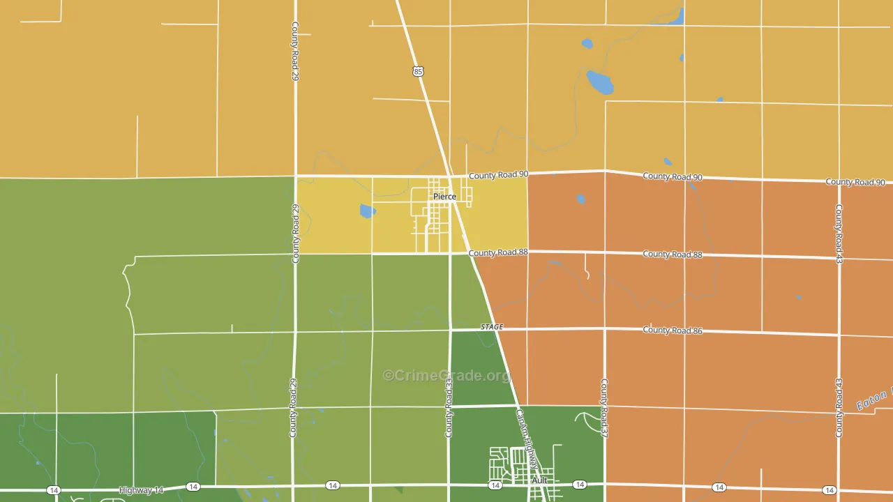 Pierce, CO Map of Vandalism Rates