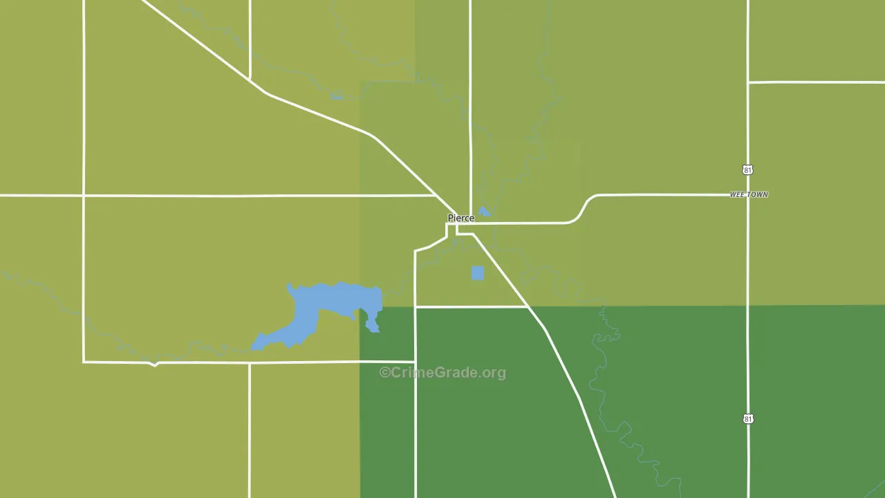 Pierce, NE Map of Vandalism Rates