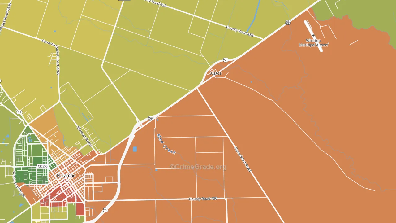 Pierce, TX Map of Vandalism Rates