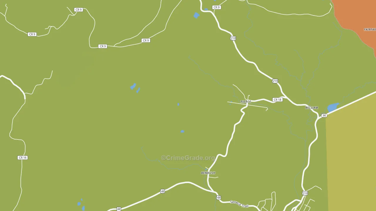 Pierce, WV Map of Vandalism Rates