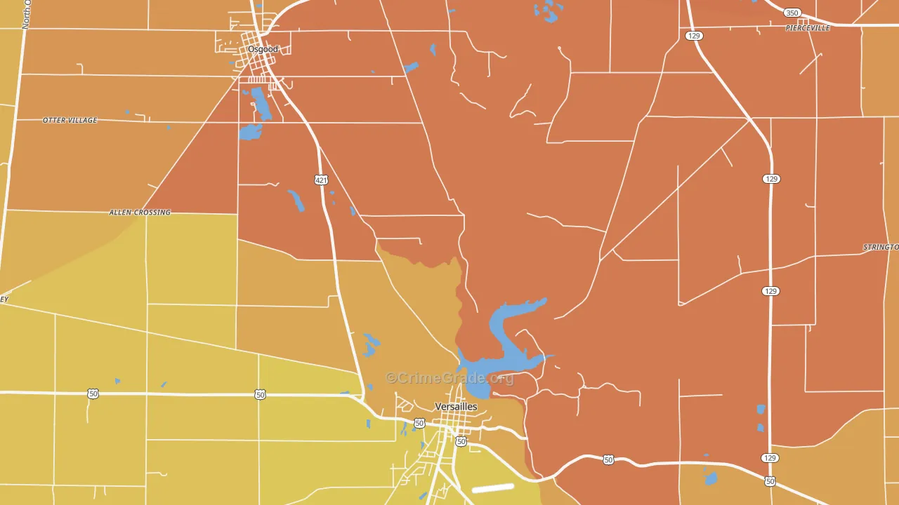 Pierceville, IN Map of Vandalism Rates