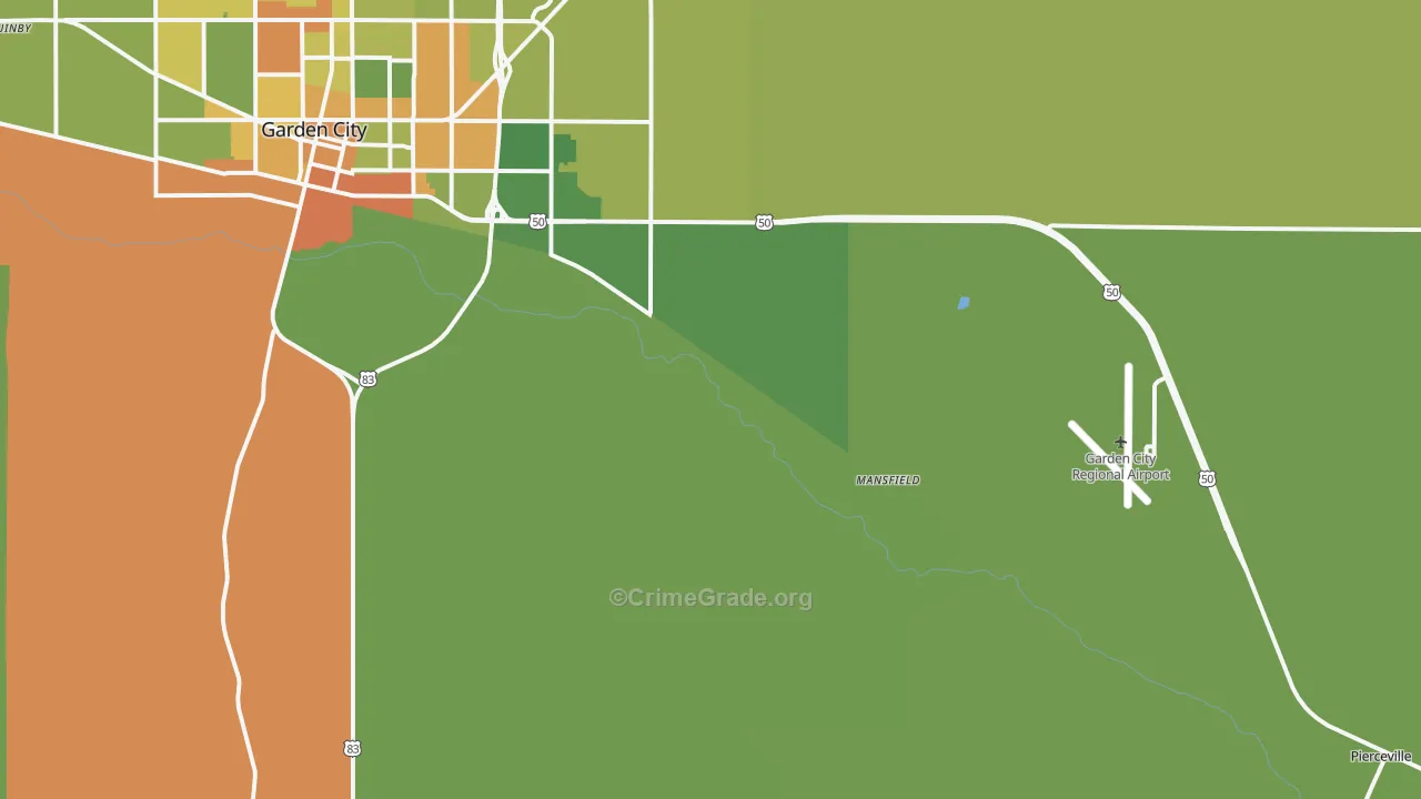 Pierceville, KS Map of Vandalism Rates