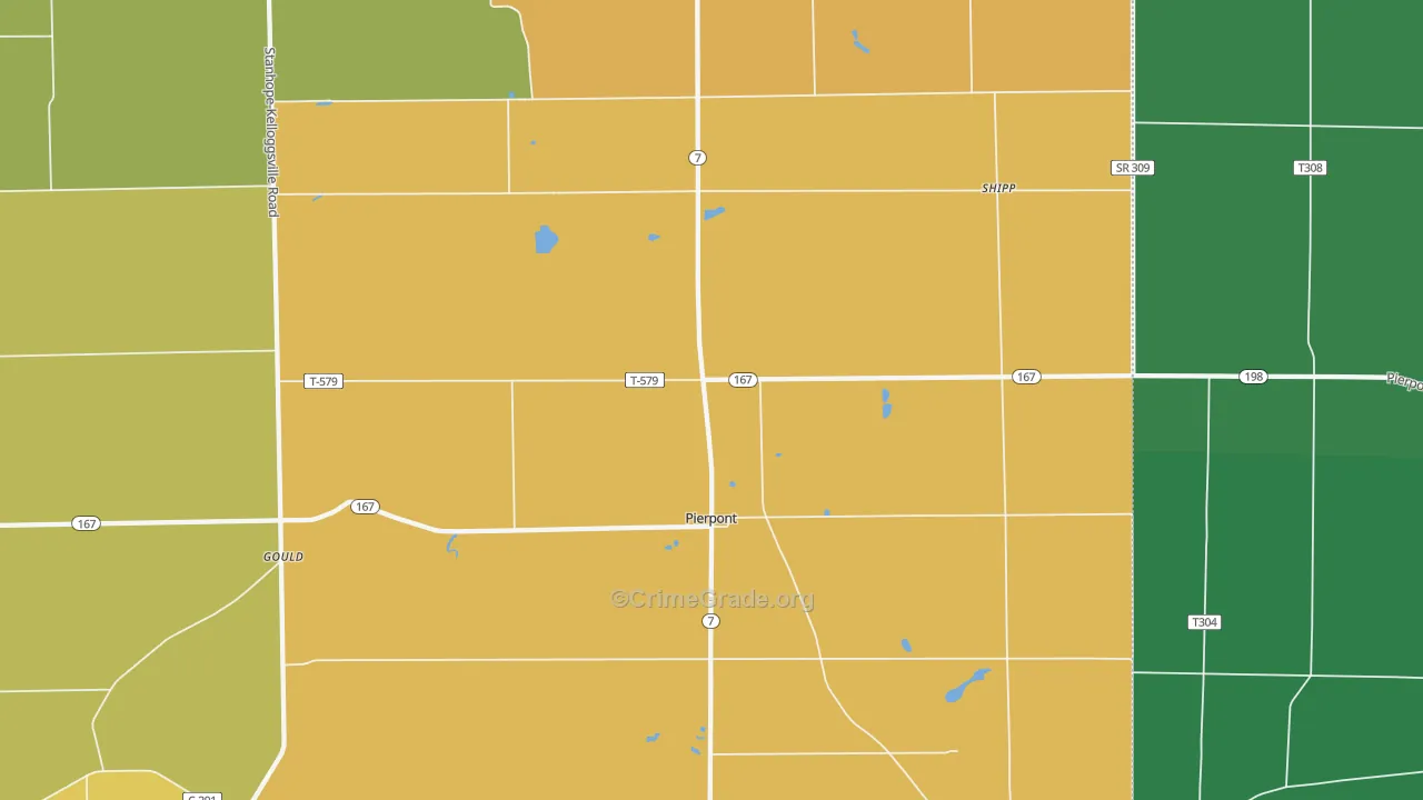 Pierpont, OH Map of Vandalism Rates
