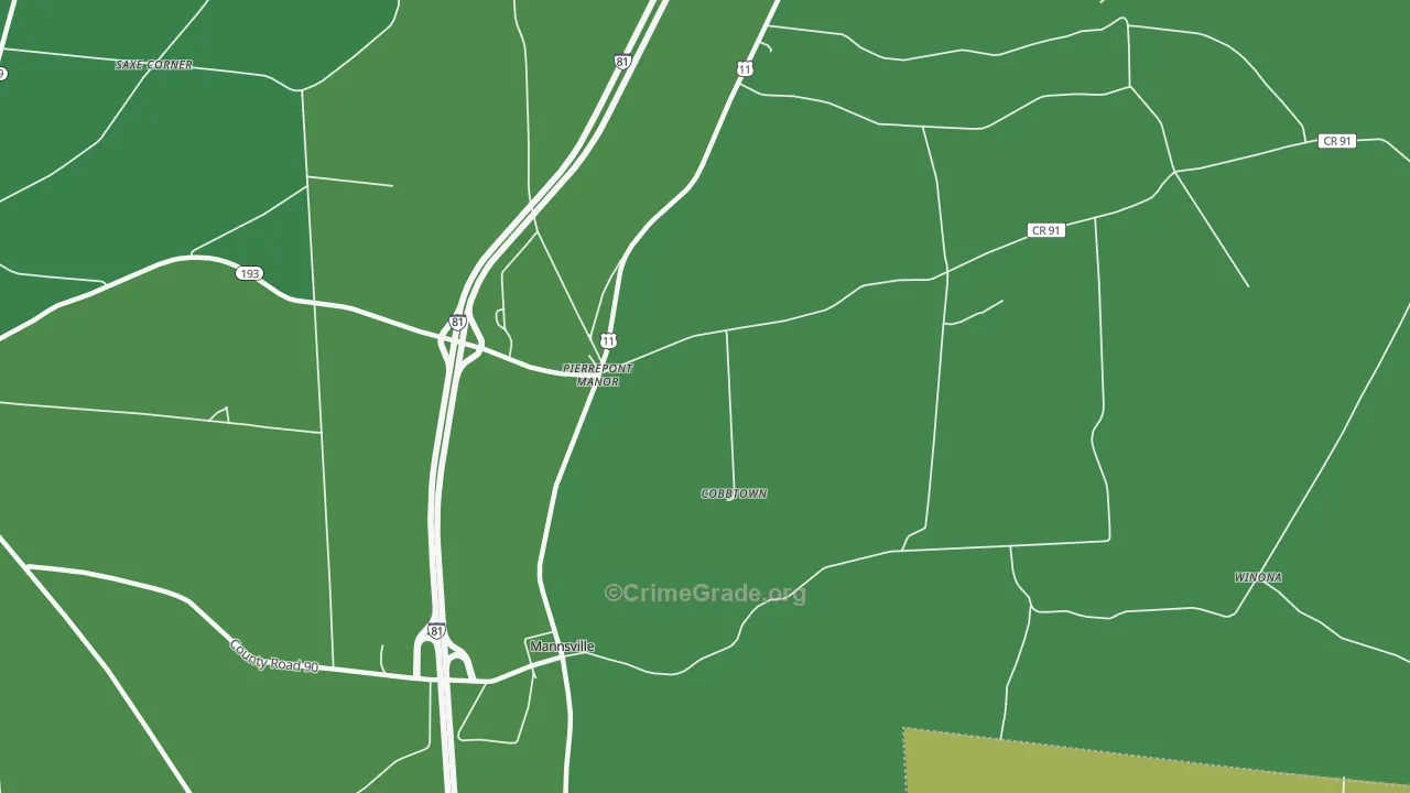 Pierrepont Manor, NY Map of Vandalism Rates