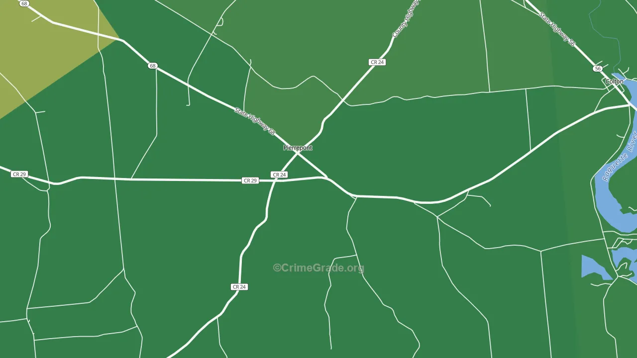 Pierrepont, NY Map of Vandalism Rates