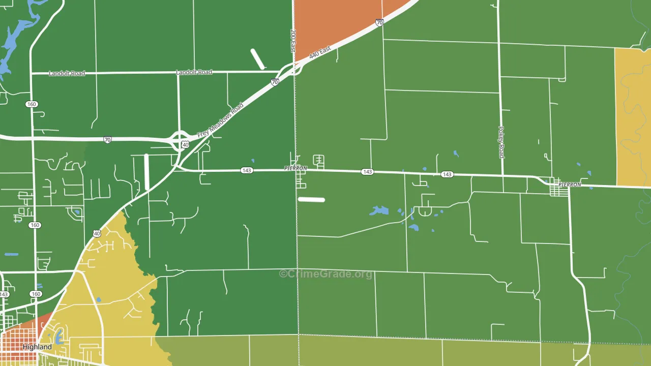 Pierron, IL Map of Vandalism Rates