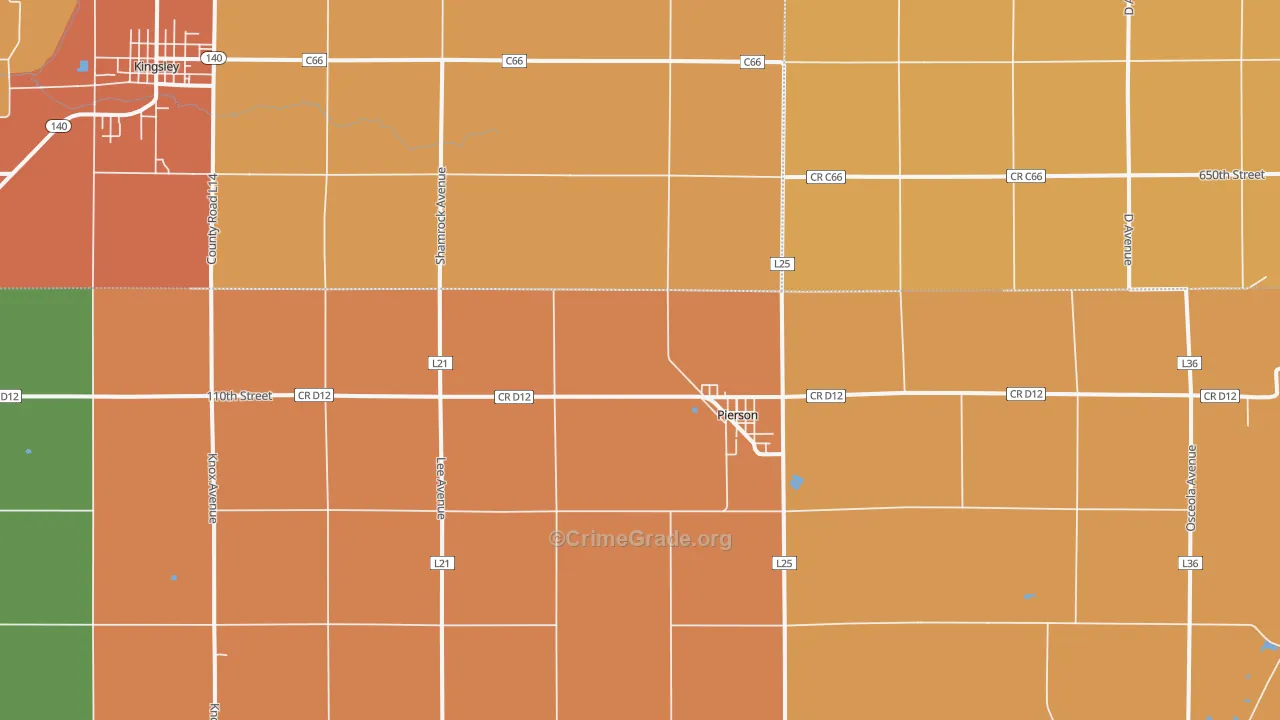 Pierson, IA Map of Vandalism Rates