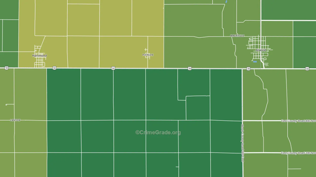 Pierson, IL Map of Vandalism Rates