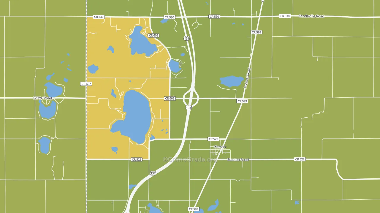 Pierson, MI Map of Vandalism Rates