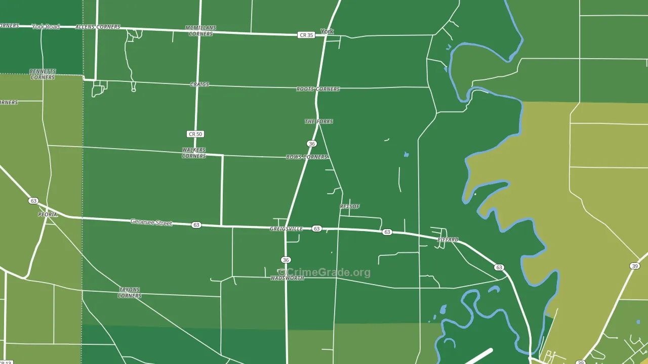 Piffard, NY Map of Vandalism Rates