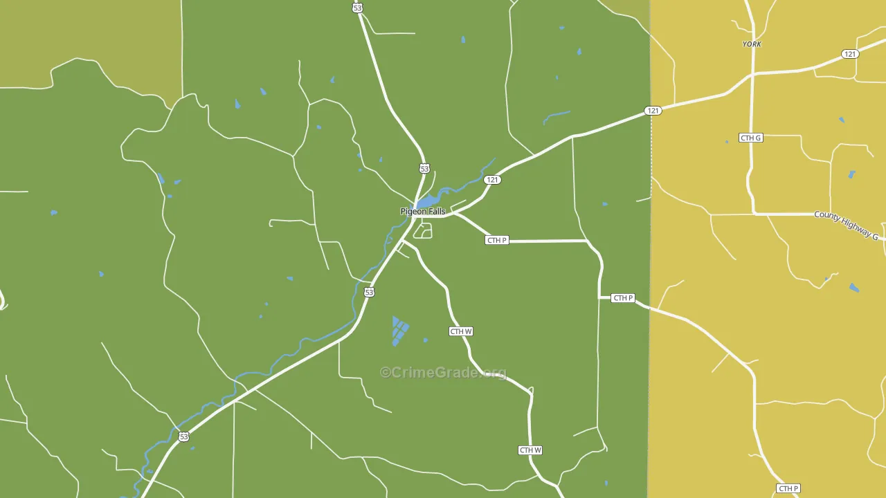 Pigeon Falls, WI Map of Vandalism Rates