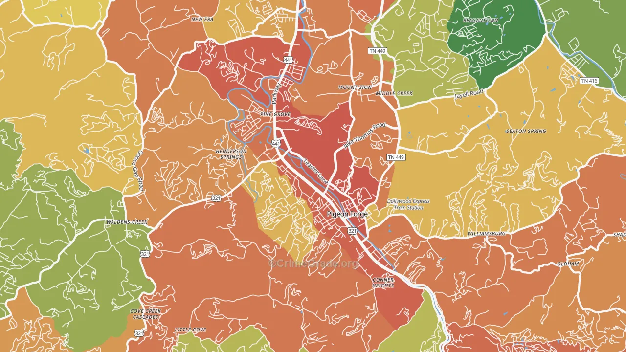 Pigeon Forge, TN Map of Vandalism Rates