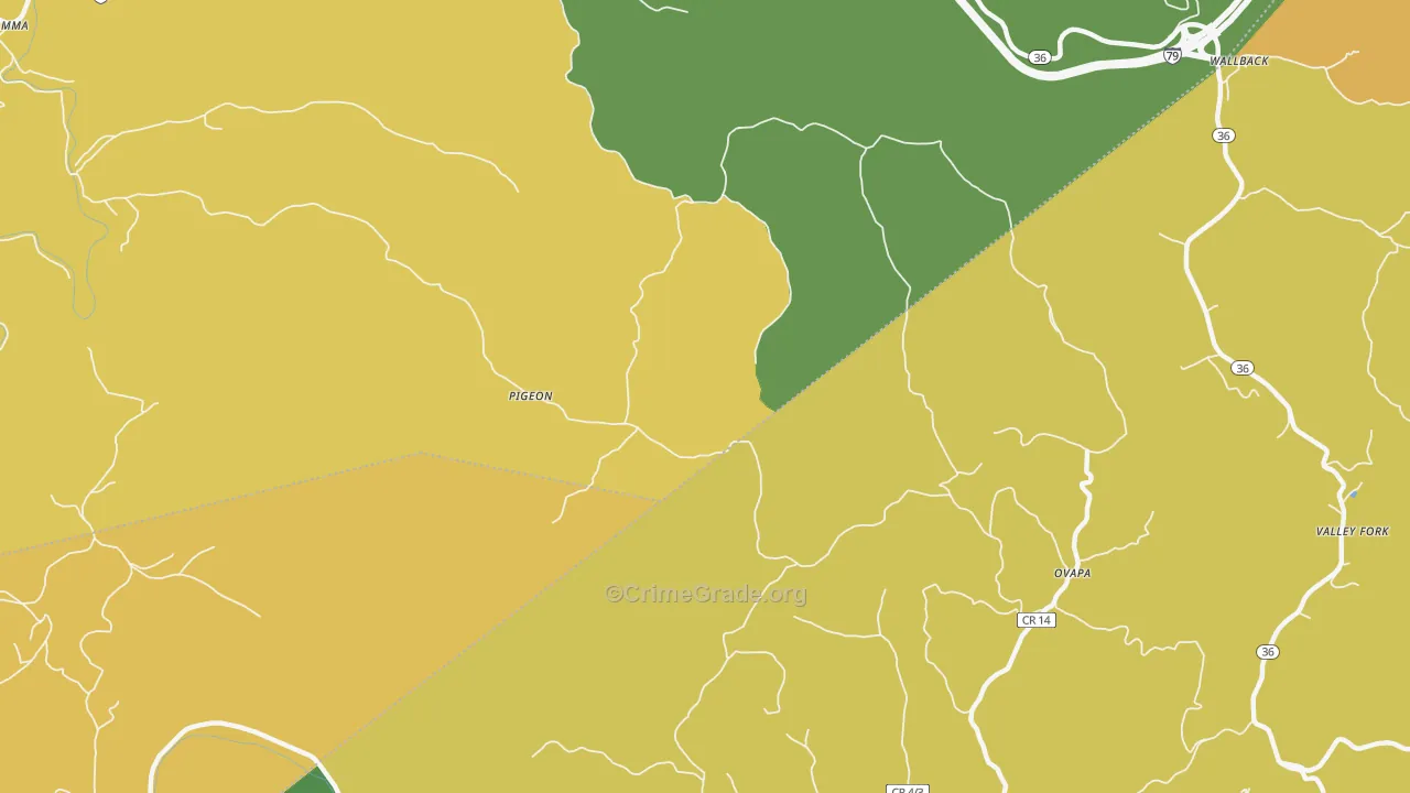 Pigeon, WV Map of Vandalism Rates