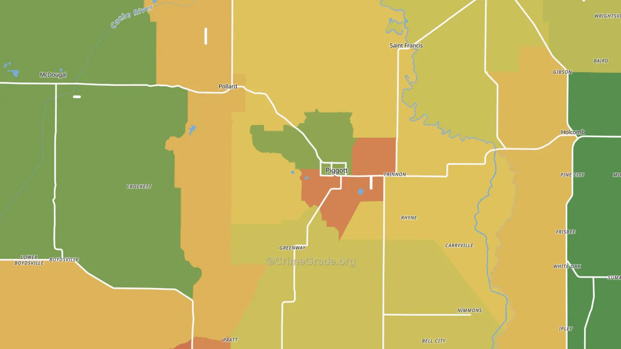 Piggott, AR Map of Vandalism Rates