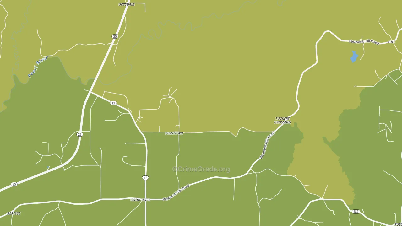 Piggtown, MS Map of Vandalism Rates
