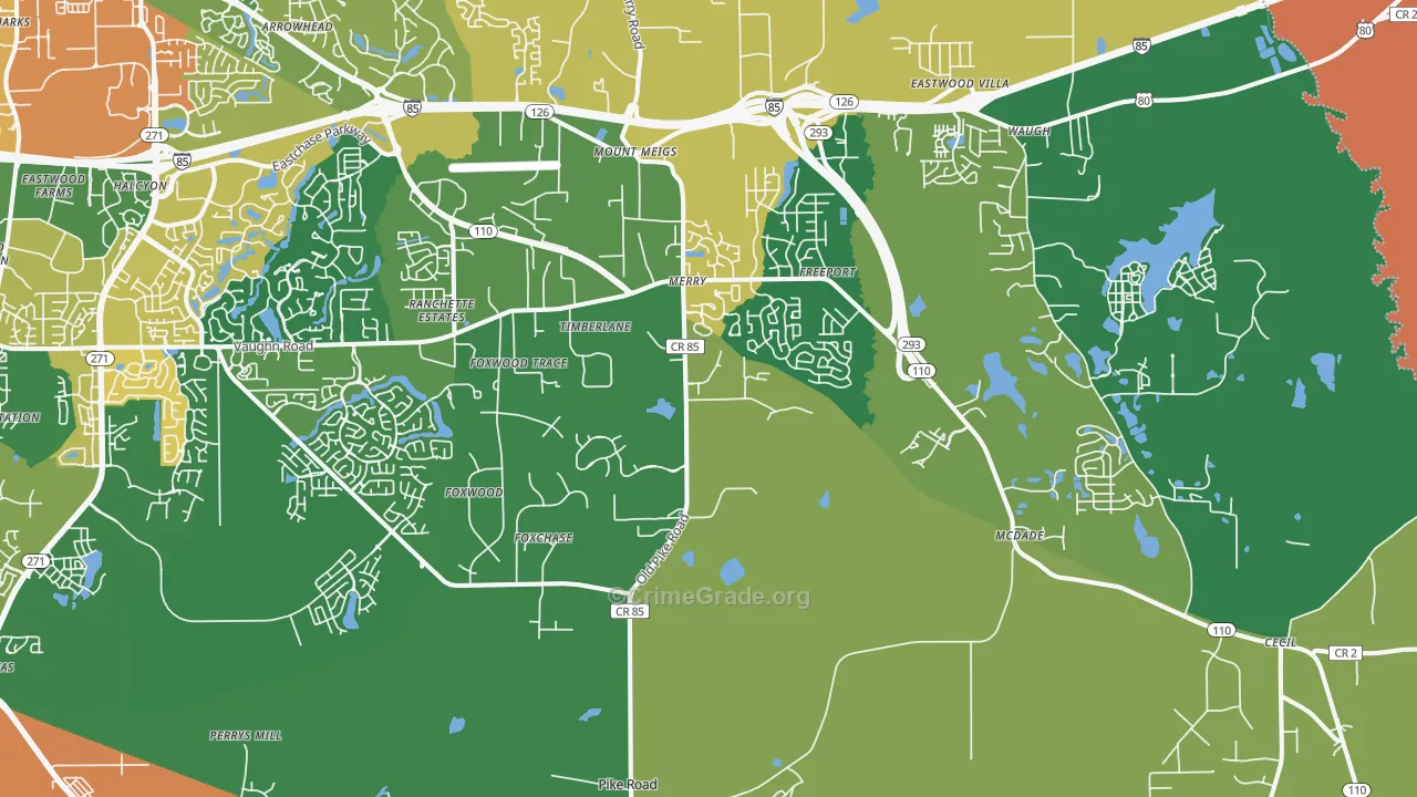 Pike Road, AL Map of Vandalism Rates