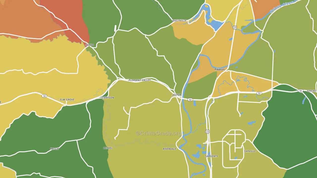 Piketon, OH Map of Vandalism Rates