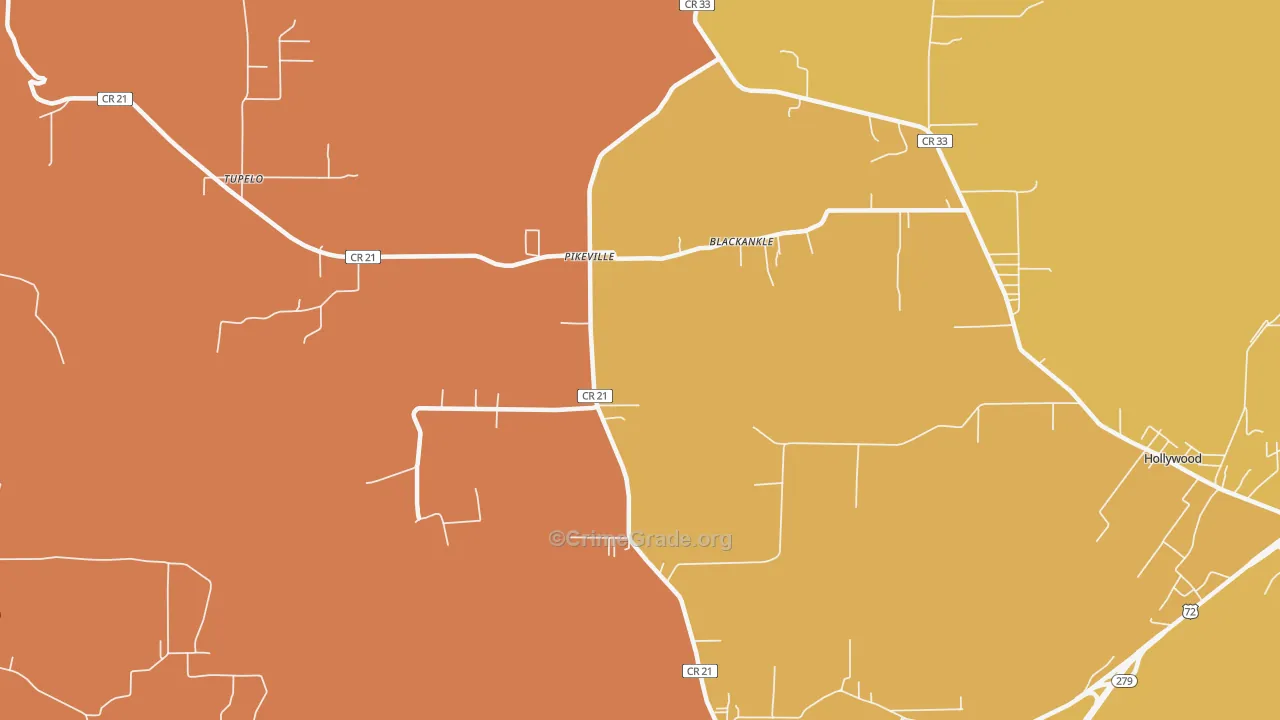 Pikeville, AL Map of Vandalism Rates