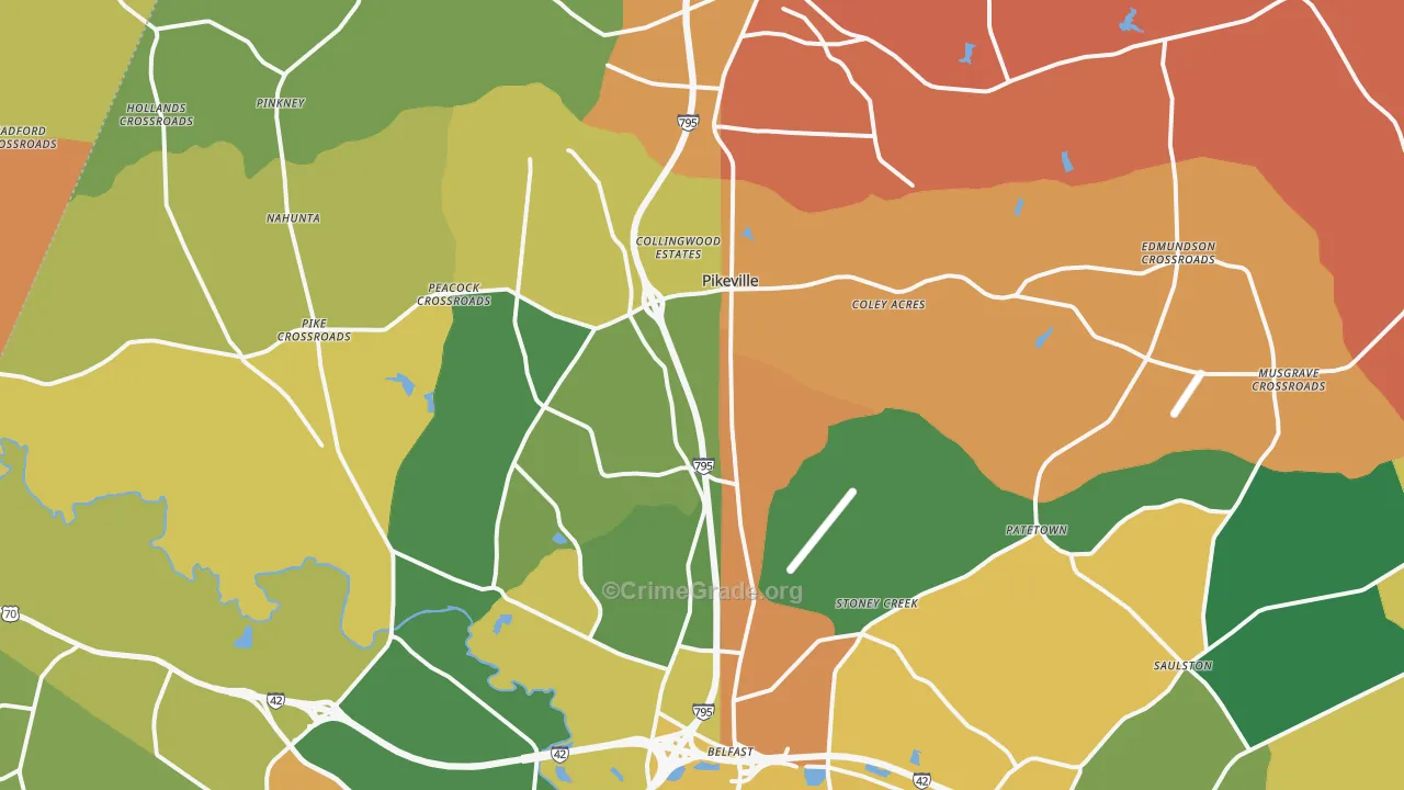Pikeville, NC Map of Vandalism Rates