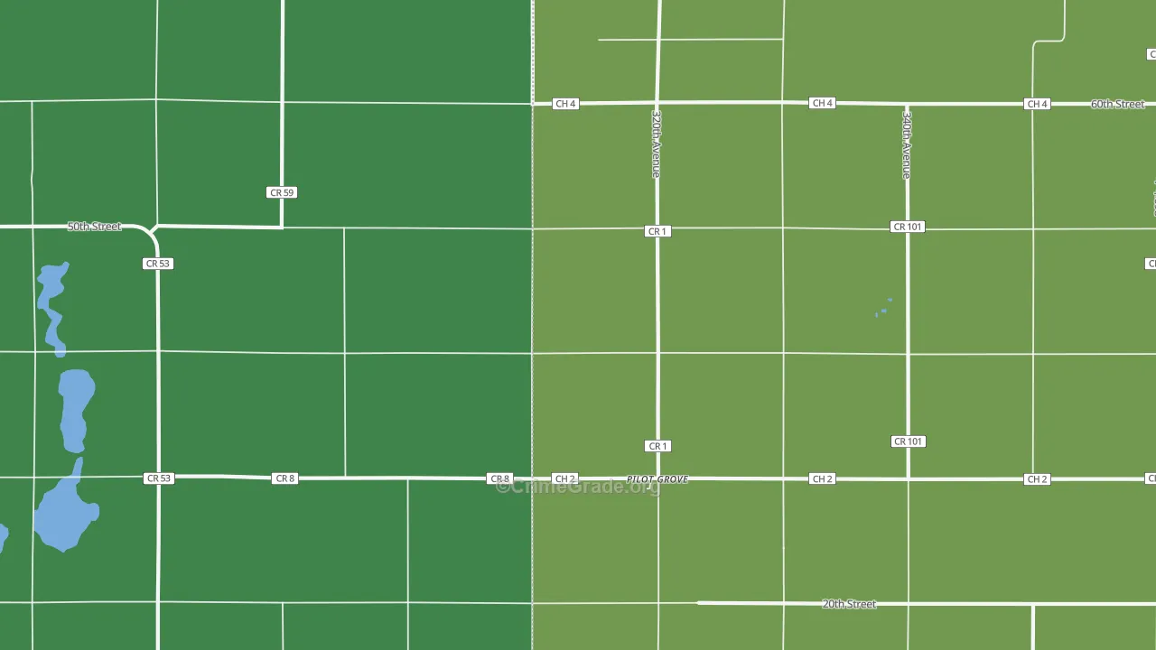 Pilot Grove, MN Map of Vandalism Rates