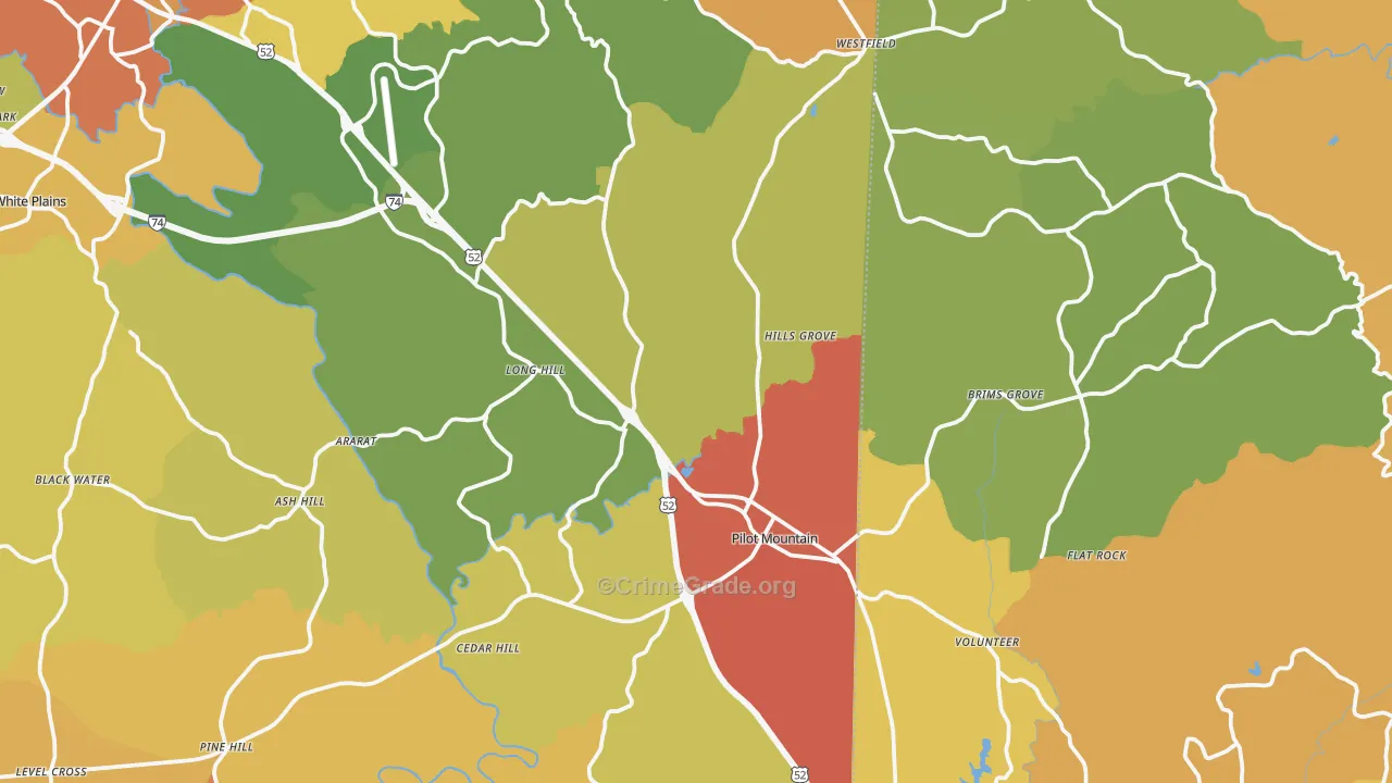 Pilot Mountain, NC Map of Vandalism Rates