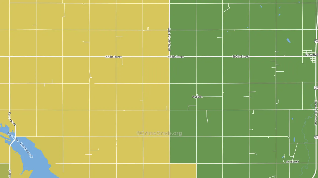 Pilsen, KS Map of Vandalism Rates