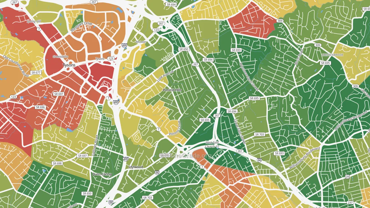 Pimmit Hills, Falls Church, VA Map of Vandalism Rates