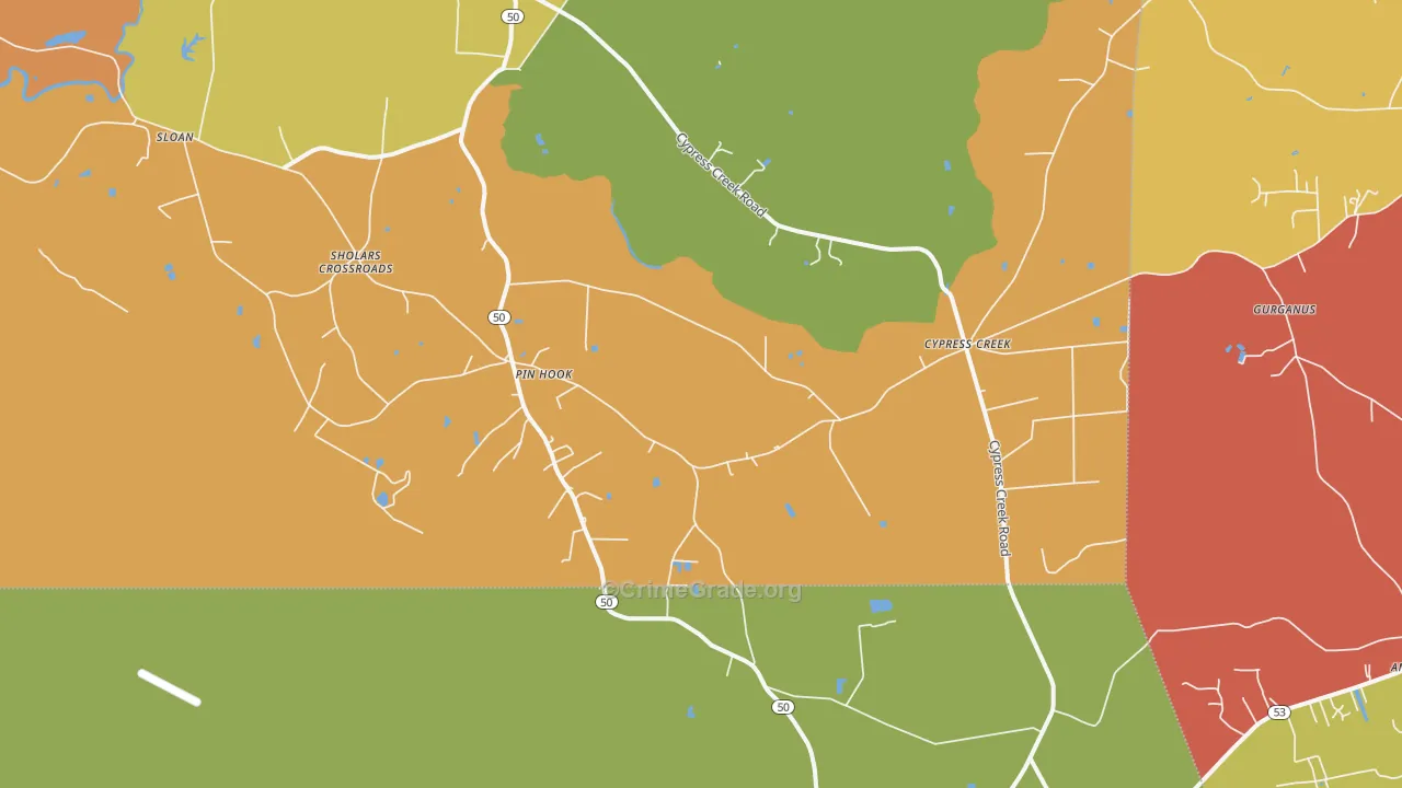 Pin Hook, NC Map of Vandalism Rates