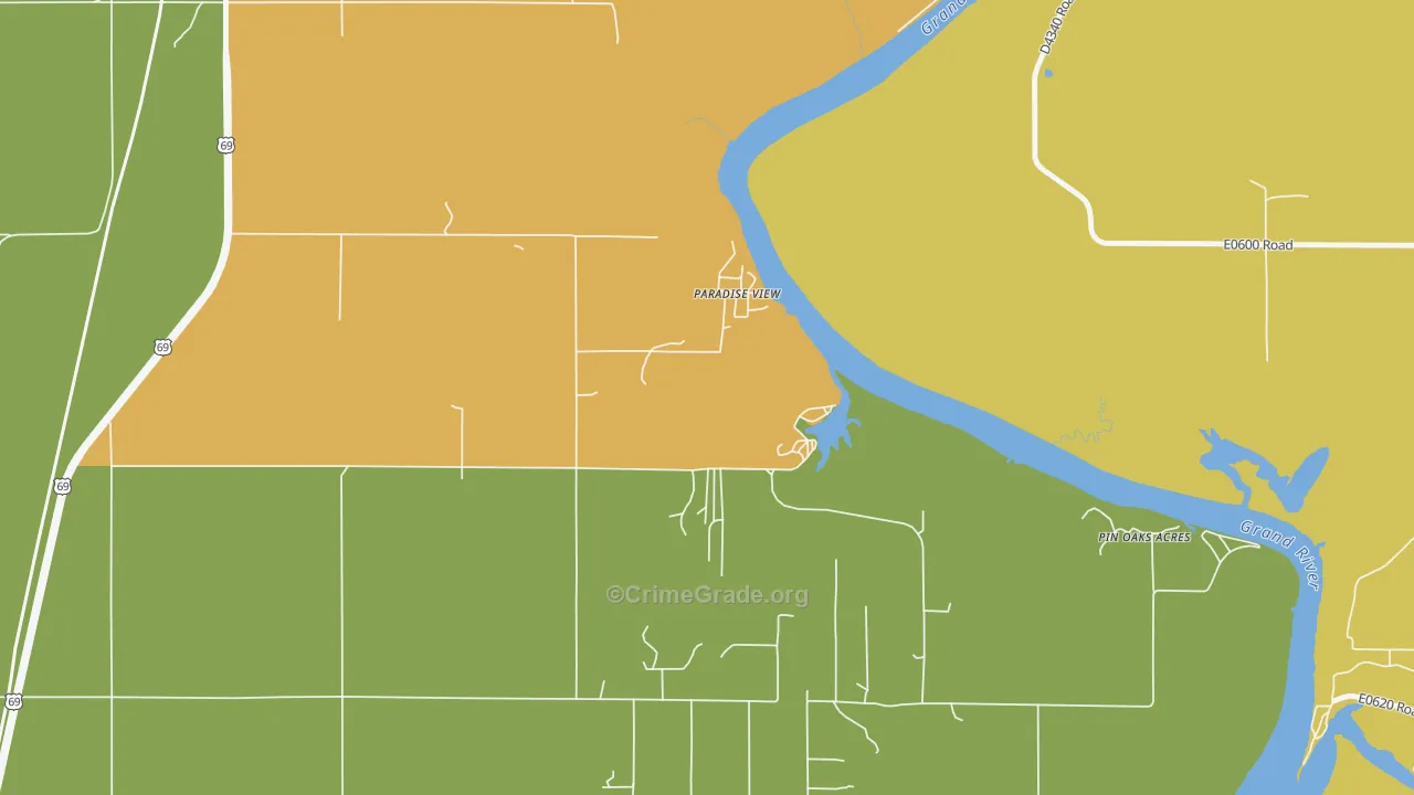 Pin Oak Acres, OK Map of Vandalism Rates
