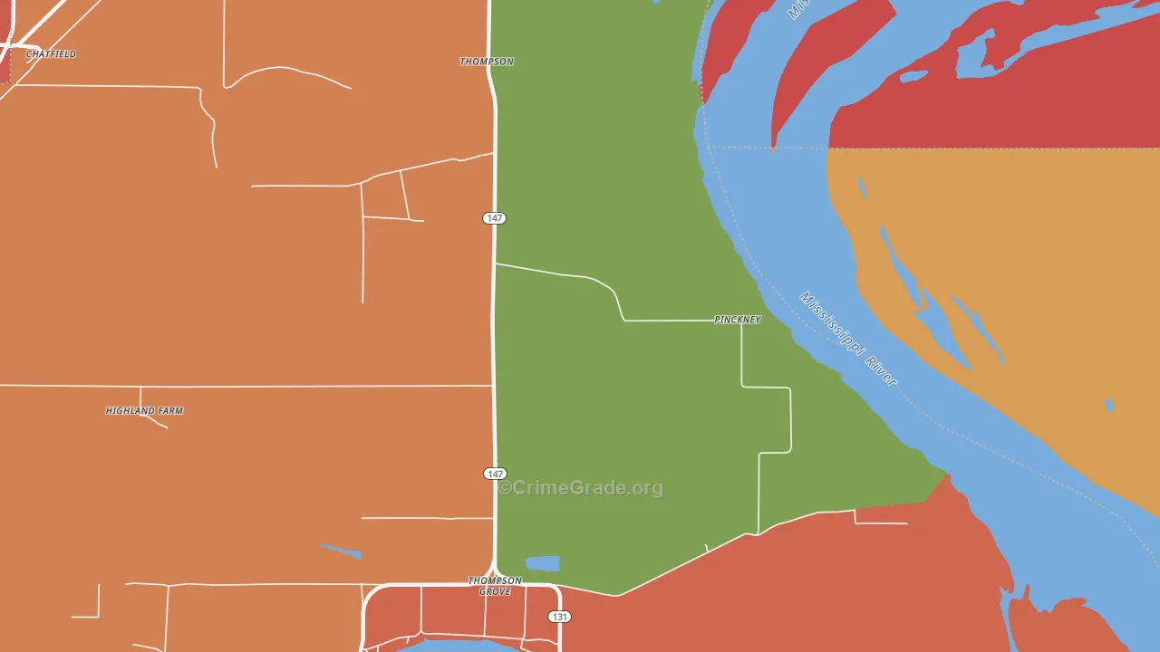 Pinckney, AR Map of Vandalism Rates
