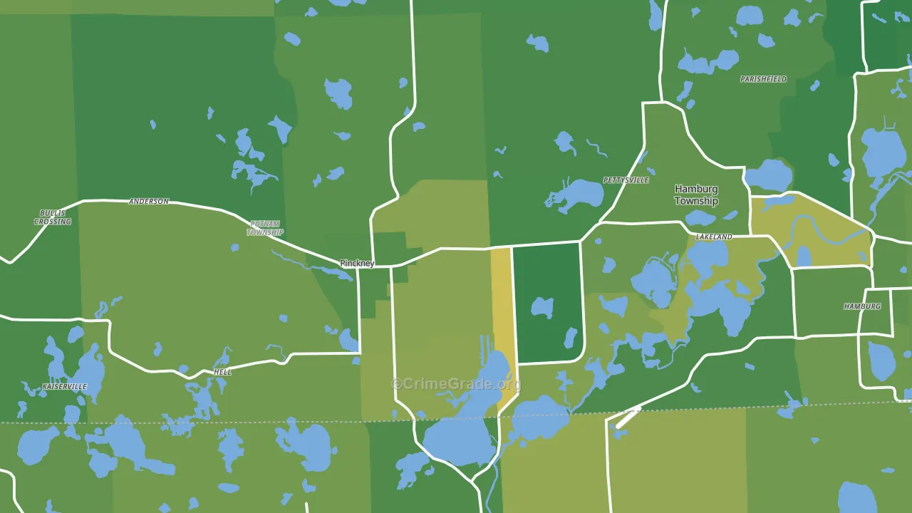 Pinckney, MI Map of Vandalism Rates