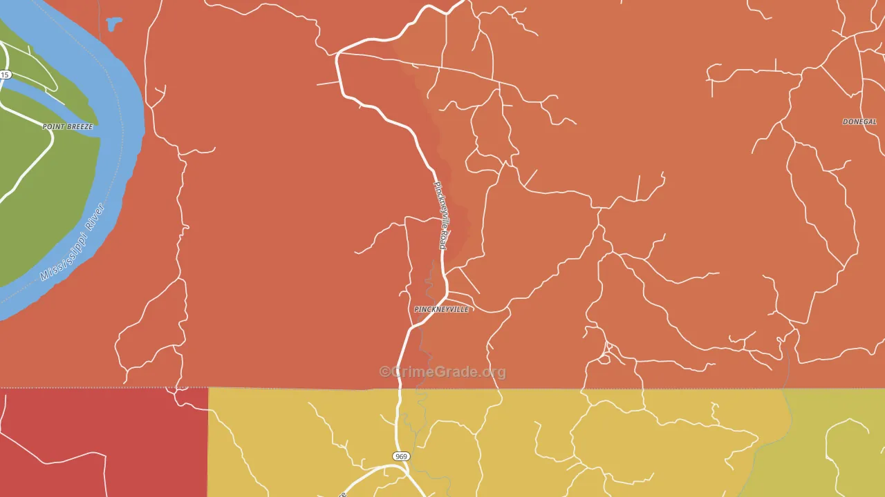 Pinckneyville, MS Map of Vandalism Rates