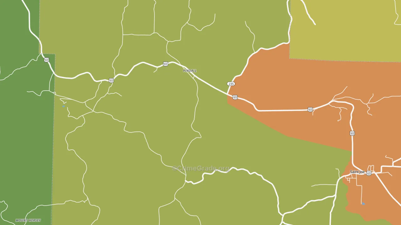 Pindall, AR Map of Vandalism Rates