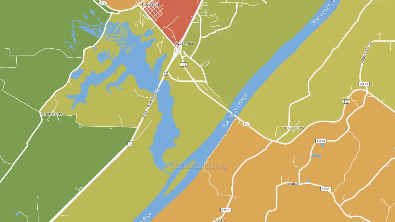 Pinder Hill, AL Map of Vandalism Rates