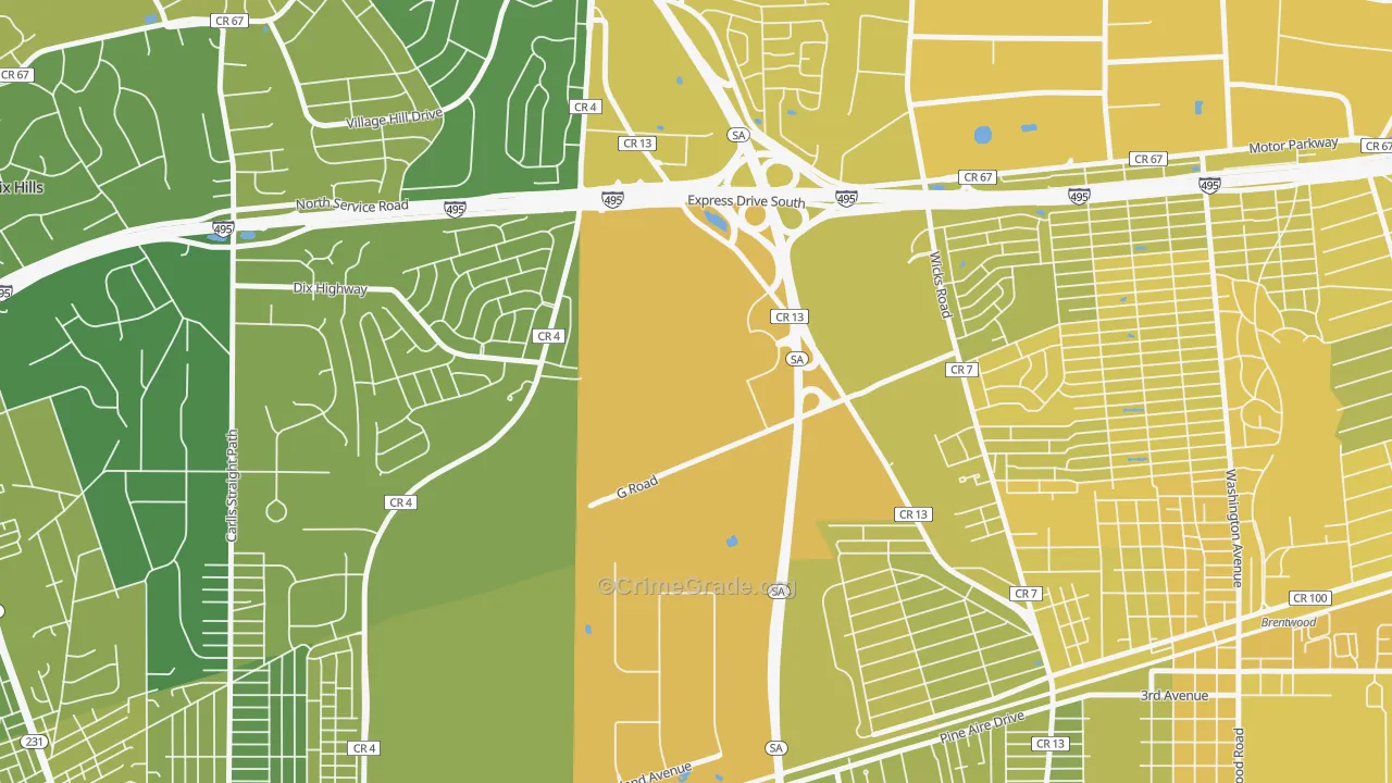 Pine Aire, NY Map of Vandalism Rates