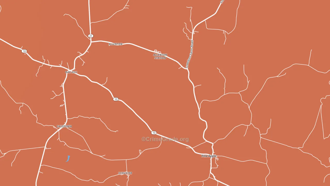 Pine Apple, AL Map of Vandalism Rates
