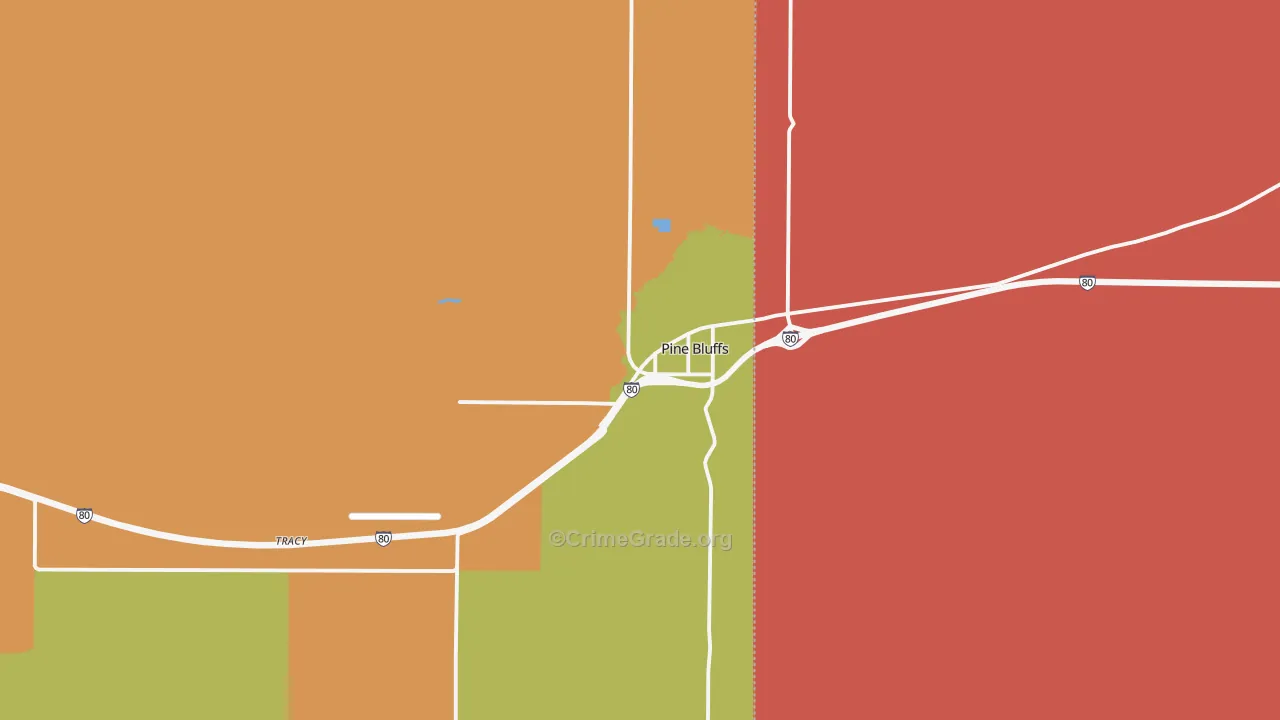 Pine Bluffs, WY Map of Vandalism Rates