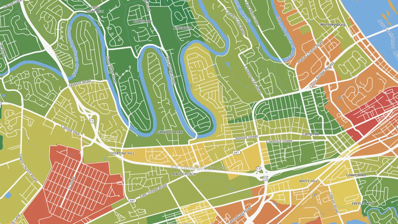 Pine Brook, Camp Hill, PA Map of Vandalism Rates