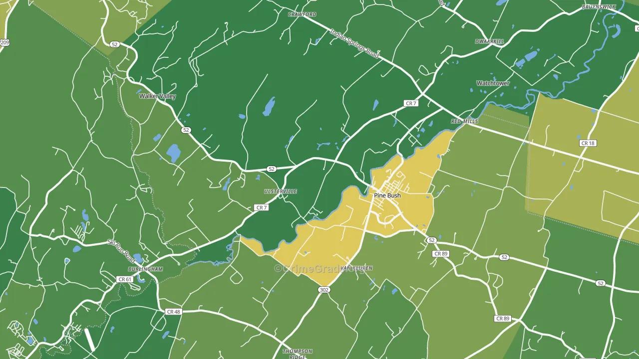 Pine Bush, NY Map of Vandalism Rates