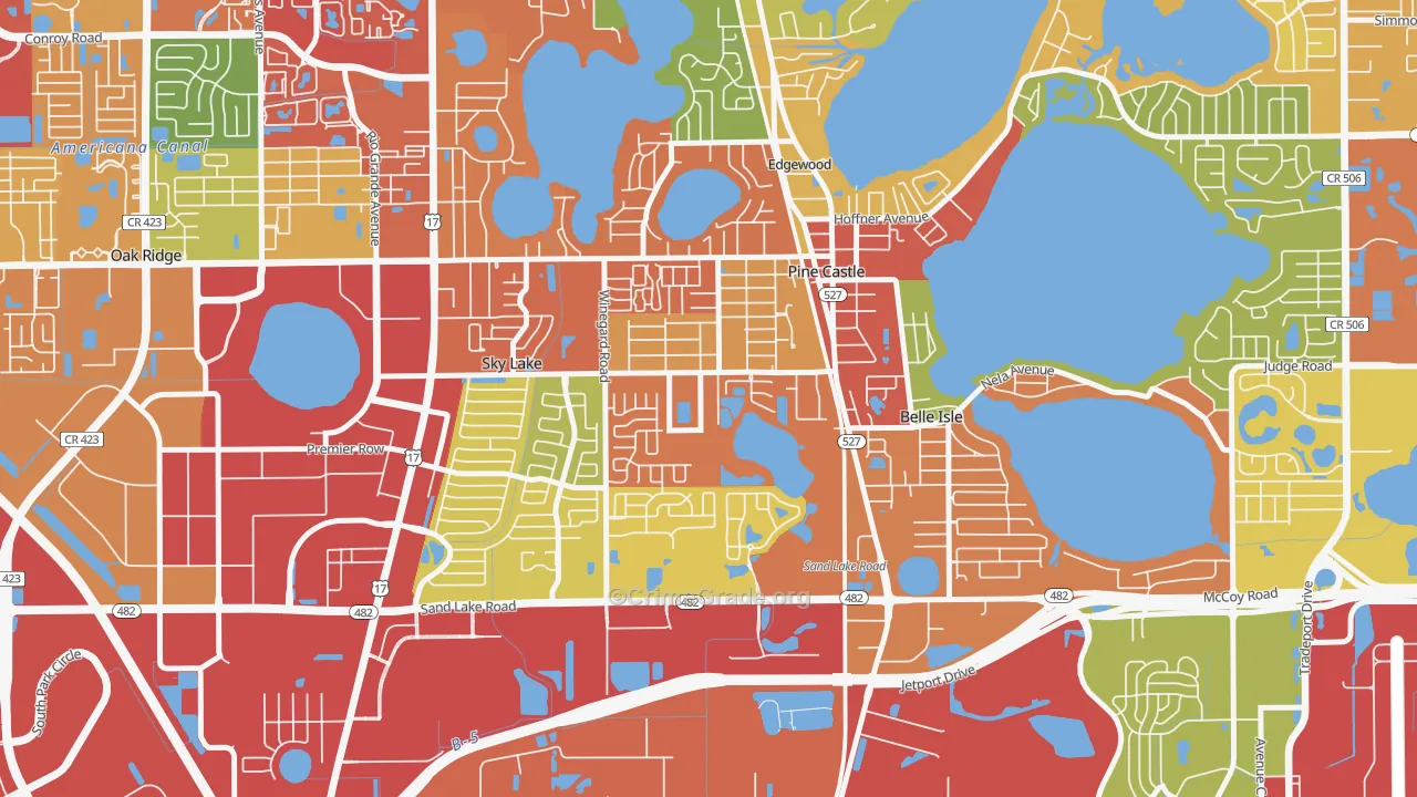 Pine Castle, FL Map of Vandalism Rates