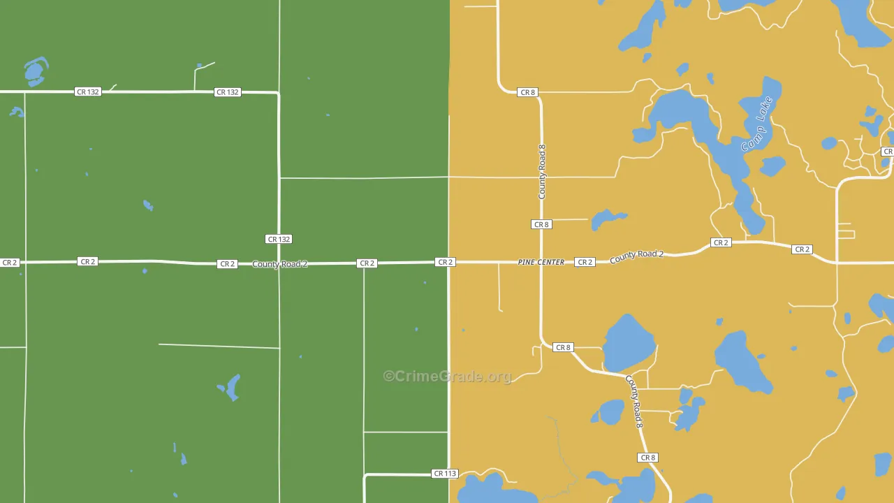 Pine Center, MN Map of Vandalism Rates