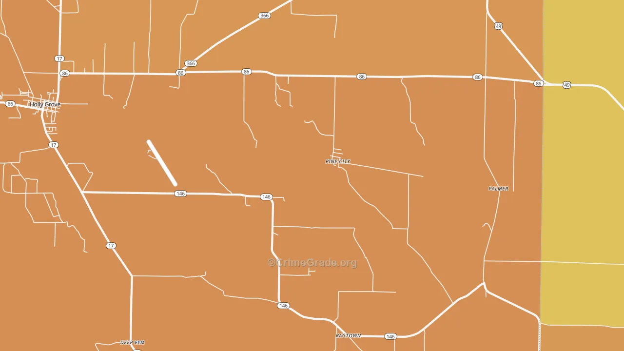Pine City, AR Map of Vandalism Rates