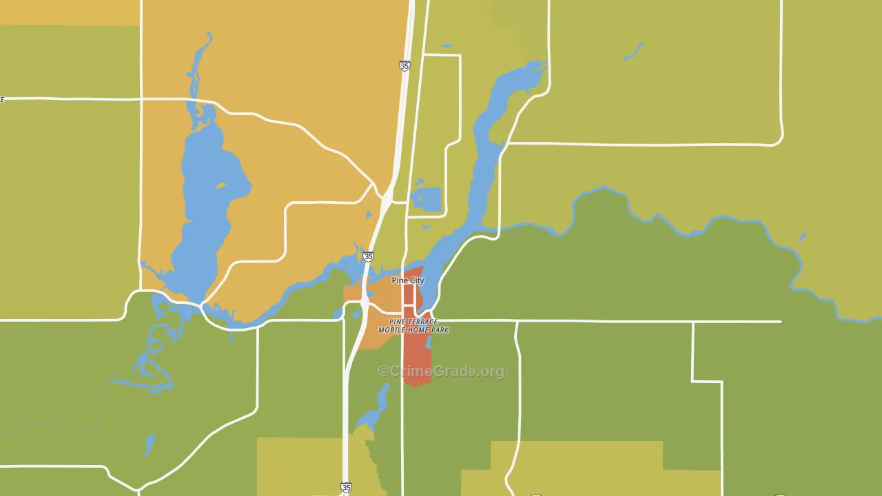 Pine City, MN Map of Vandalism Rates