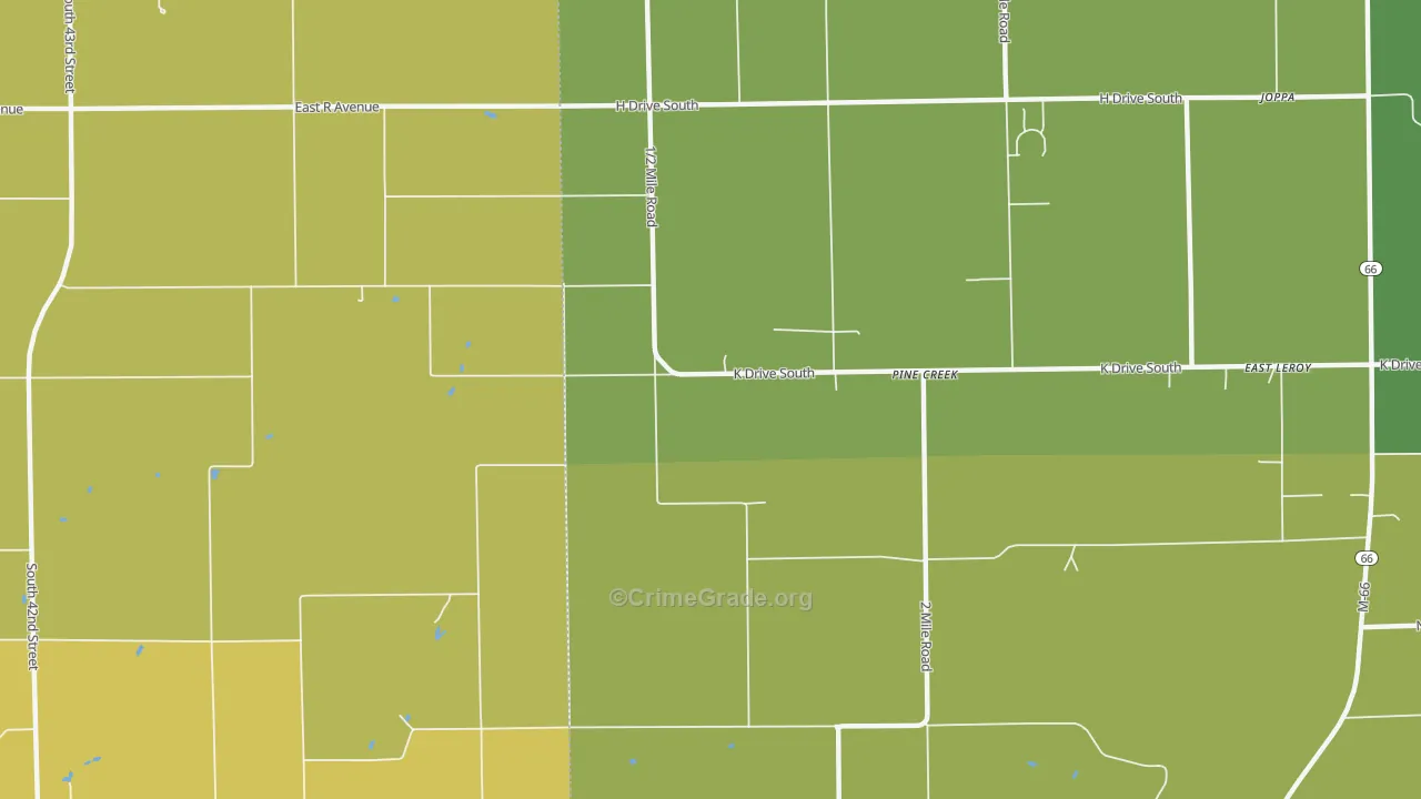 Pine Creek, MI Map of Vandalism Rates
