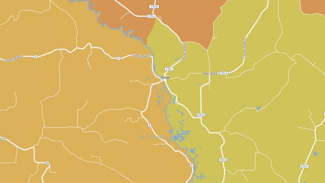 Pine Creek, WI Map of Vandalism Rates