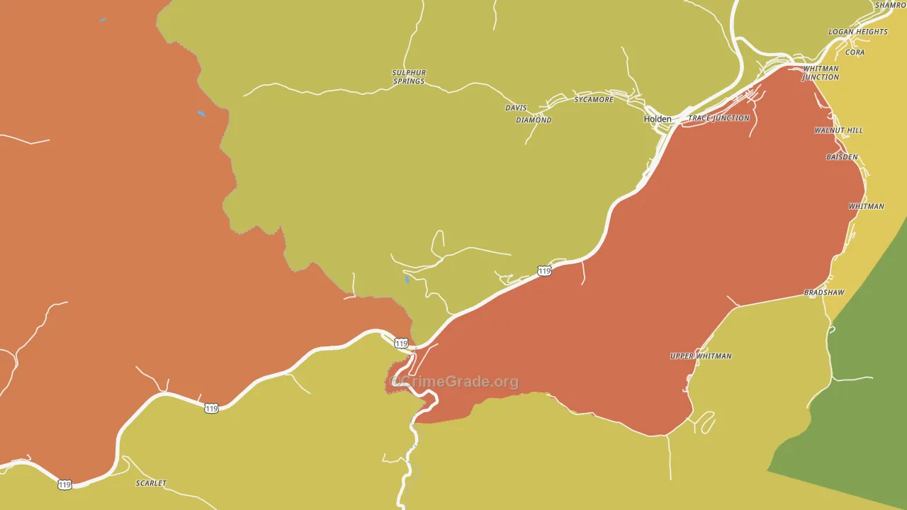Pine Creek, WV Map of Vandalism Rates
