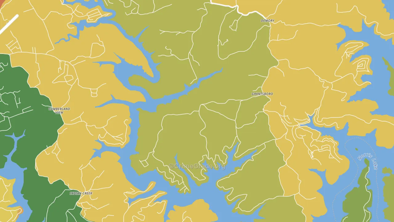 Pine Crest, TN Map of Vandalism Rates